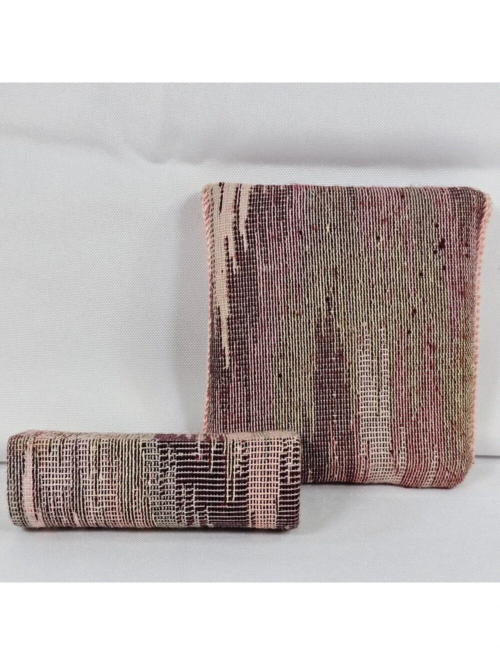 Vintage Mary Kay Woven Tapestry Lipstick Case and Compact Pouch Set Pink Gold